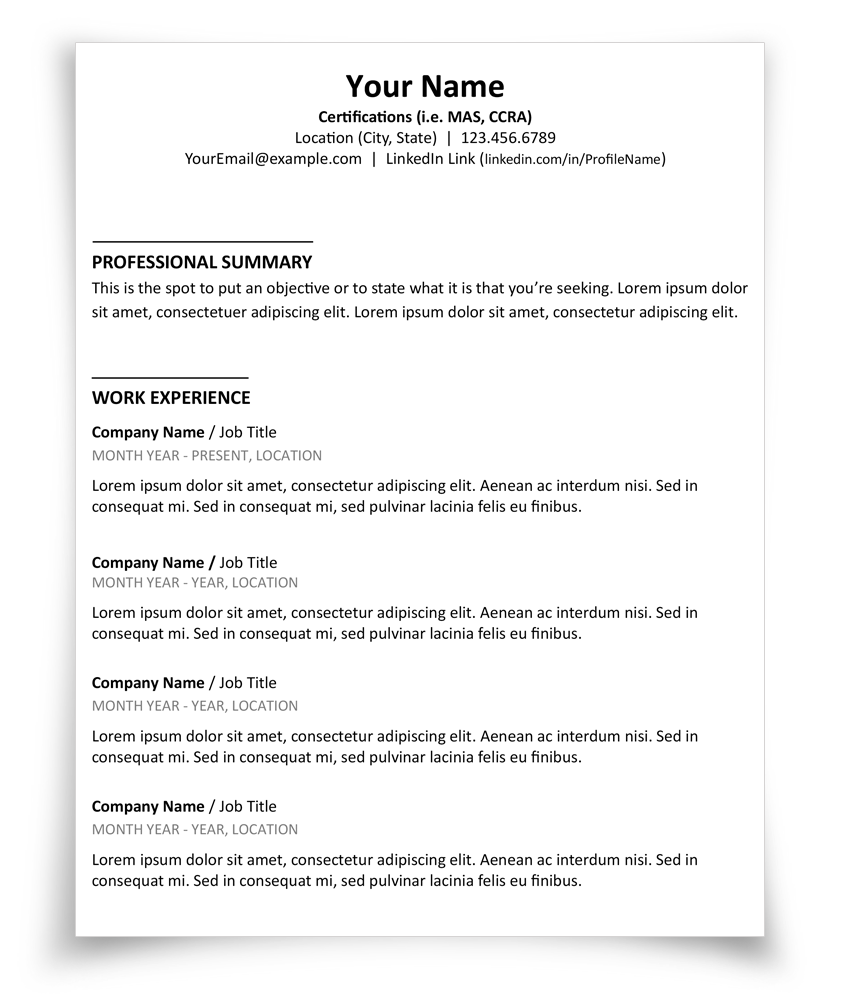 CR resume template fie